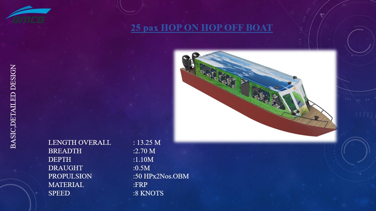 25 PAX HOP ON HOP OFF BOAT